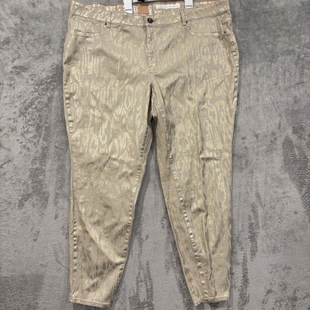 DKNY Jeans 26W Gold Metallic Animal Print Very Slim Fit Low Rise Jegging NWT